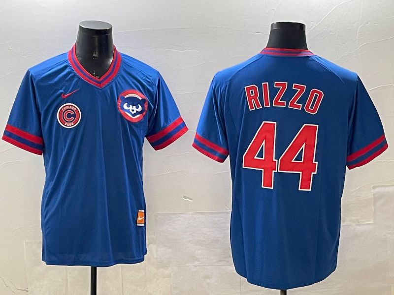 Men Chicago Cubs #44 Rizzo Blue Throwback Game 2025 Nike MLB Jersey style 7